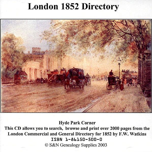London 1852 Watkins Directory
