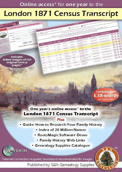 London 1871 Census Transcript - Online access for one year 
