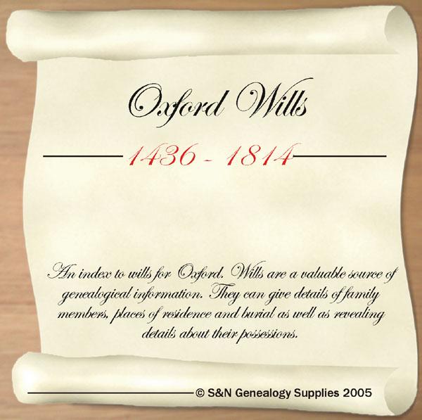 Oxfordshire, Index to Oxford Wills 1436-1814