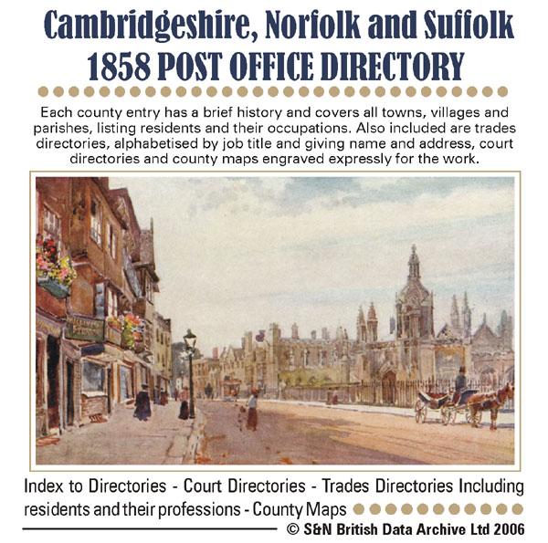 More info about Cambridgeshire, Norfolk & Suffolk 1858 Post Office Directory 