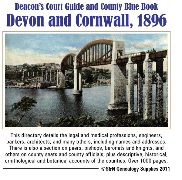 More info about Devon and Cornwall, Deacon's Court Guide and County Blue Book 1896