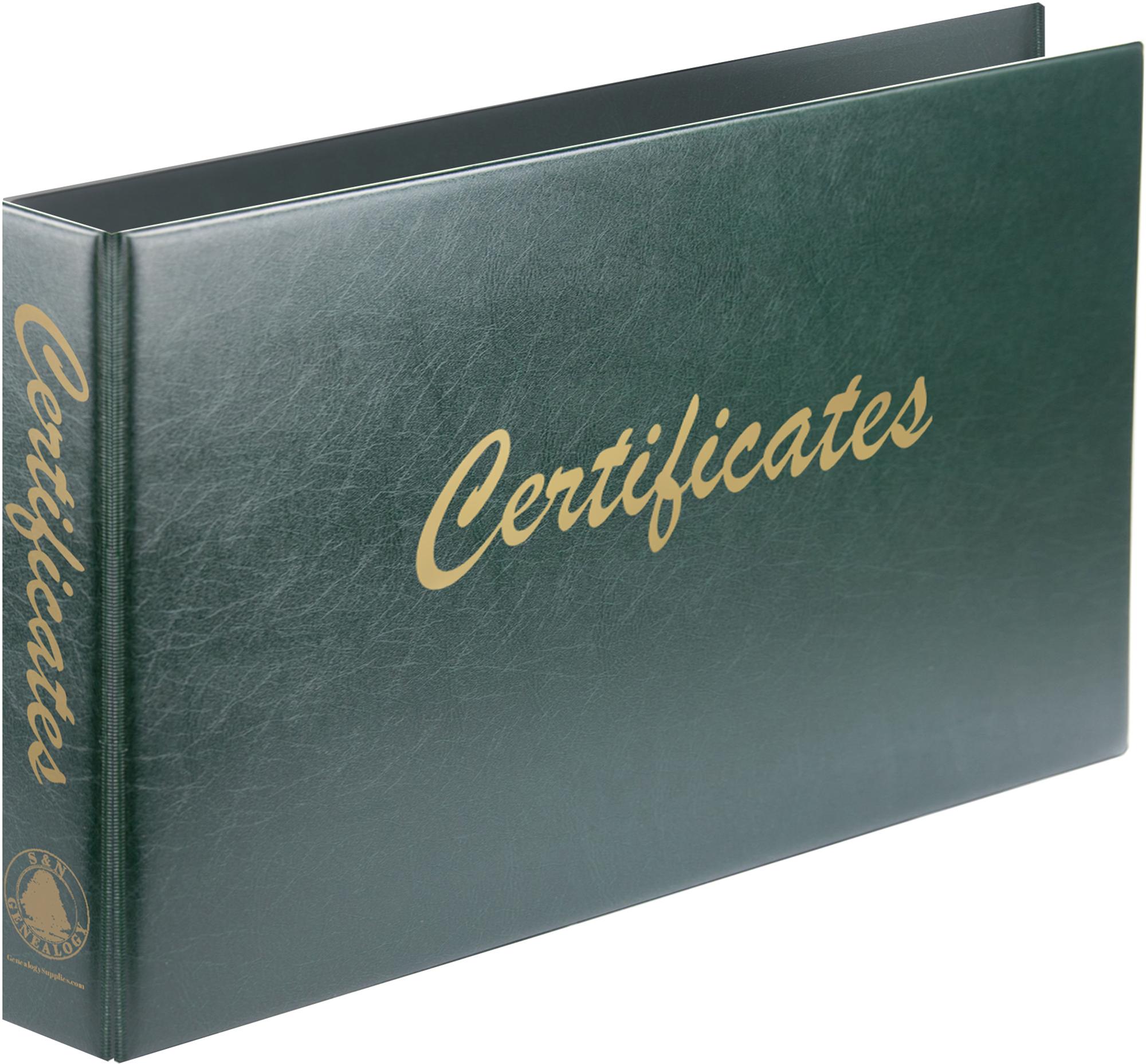 Long Luxury Green Certificate Binder  (Heavy Item)
