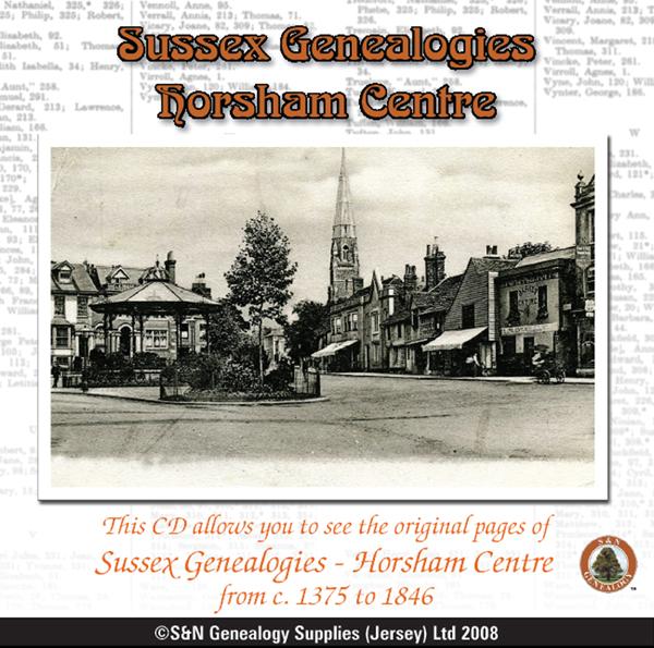 Sussex Genealogies - Horsham Centre c. 1375 to 1846