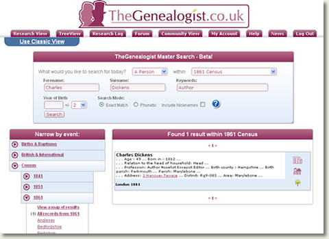 TheGenealogist.co.uk - New Master Search