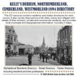 Durham, Northumberland, Westmorland & Cumberland Kelly's 1894 Dir