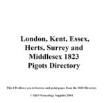 London, Kent, Essex, Herts, Surrey and Middlesex Pigot's 1823 Bundle